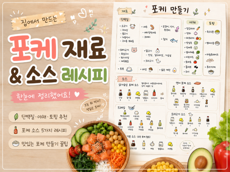 포케 레시피, 포케 소스, 포케 식단표 공유