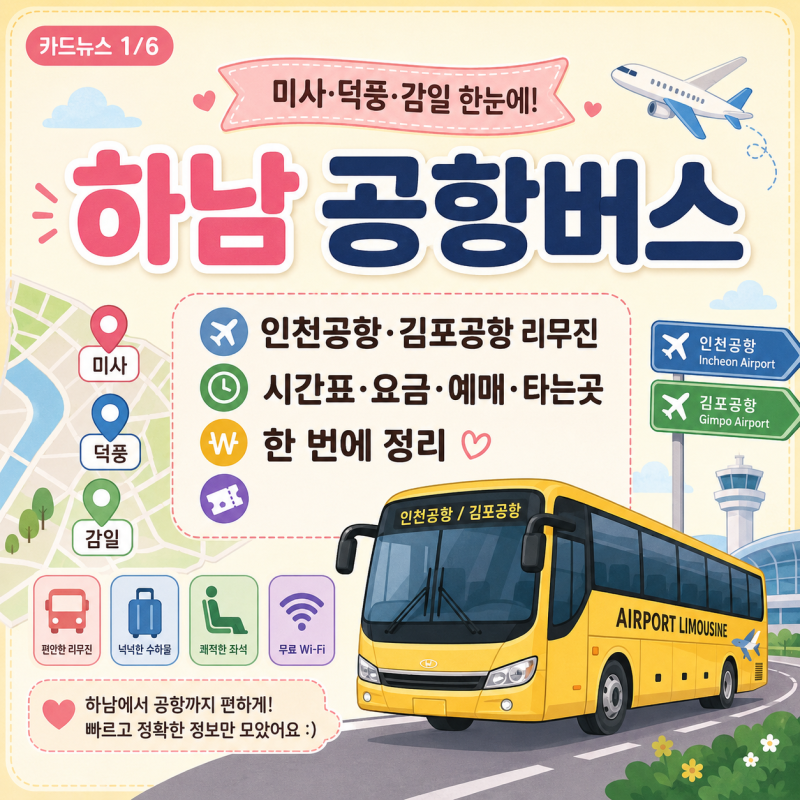 하남 공항버스, 인천공항·김포공항 리무진 시간표 요금 예매 타는곳 한 번에 정리