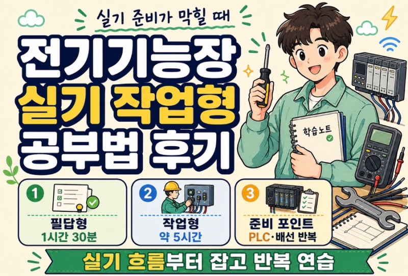 전기기능장 실기 작업형 공부법 후기, PLC와 전기공사 연습 순서