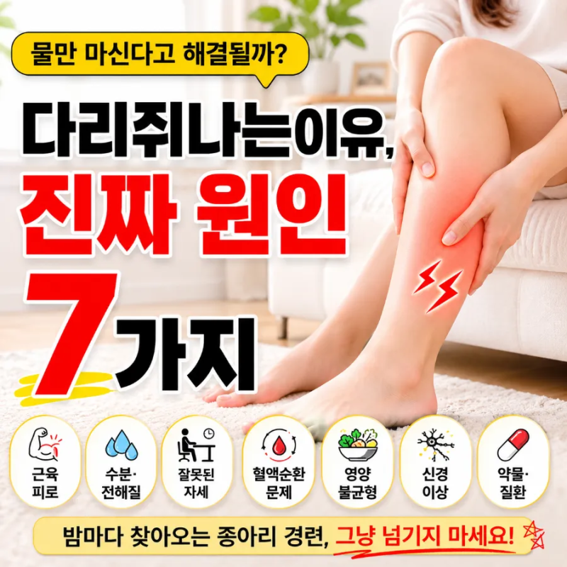 다리쥐나는이유, 물만 많이 마셔도 해결되지 않는 진짜 원인 7가지