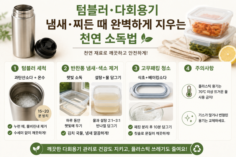 텀블러와 다회용기 냄새·찌든 때 완벽하게 지우는 천연 소독법