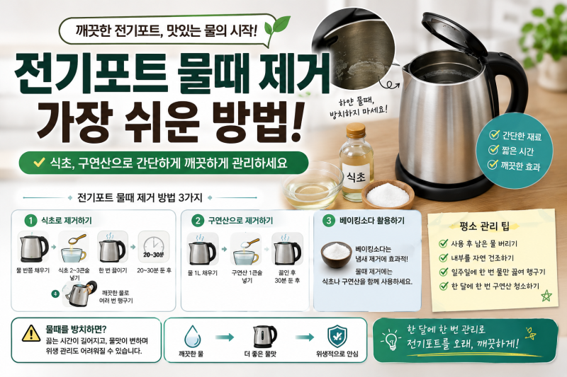전기포트 물때 제거하는 가장 쉬운 방법! 깨끗하게 관리하는 꿀팁