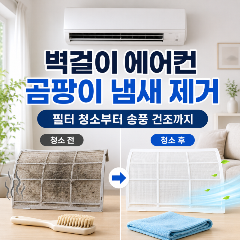 벽걸이 에어컨 곰팡이 냄새 제거, 필터 청소부터 송풍 건조까지 제대로 하는 법