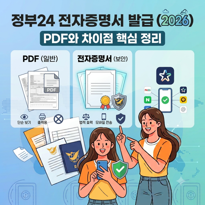 정부24 전자증명서 발급 방법 (2026) | PDF와 차이점