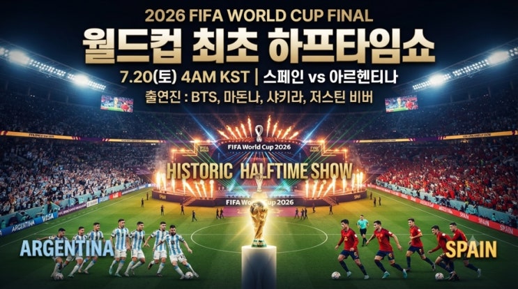 월드컵 결승전 <b>하프타임쇼</b>, <b>BTS</b>부터 미국 국가 논란까지 총정리