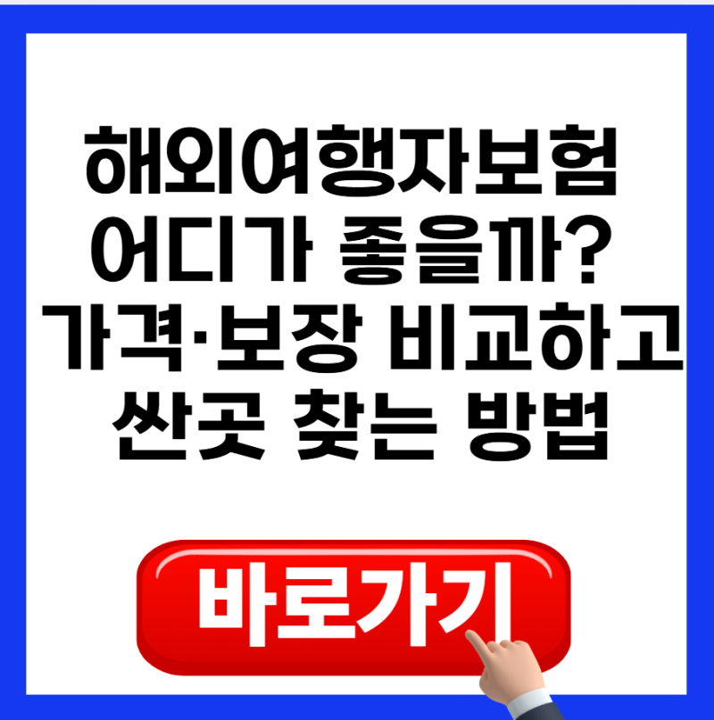 해외여행자보험 어디가 좋을까? 가격·비용·보장 비교 총정리