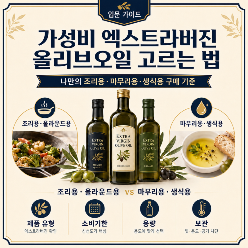 엑스트라버진 올리브오일 고르는 법: 조리용·마무리용·생식용 구매 기준