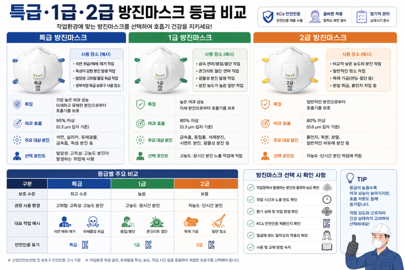 산업용 방진·방독마스크 종류 총정리 2부｜특급·1급·2급 차이와 정화통 선택 기준 ｜....