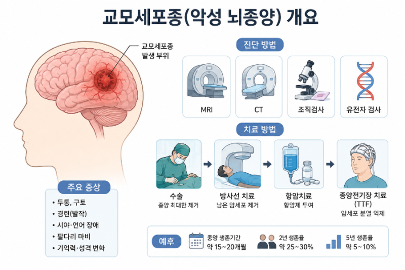 "아침마다 심한 두통과 구토, 성격 변화까지 생길 수 있는 악성 뇌종양" '교모세포종'의 원인,....