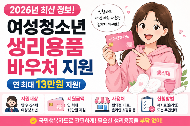 2026 여성청소년 생리용품 바우처 총정리! 지원대상·신청방법·사용처까지 (놓치면 손해)