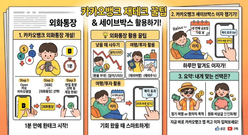 카카오뱅크 외화통장·세이프박스 활용법! 환테크부터 비상금 관리까지 한 번에