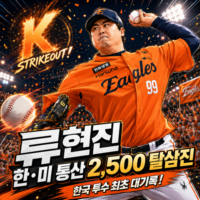 류현진 한·미 통산 2,500탈삼진 달성! 한국 투수 최초로 세운 불멸의 대기록 ⚾