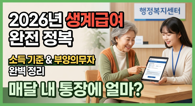 2026년 생계급여 조건 금액과 1인 가구 신청 방법 총정리