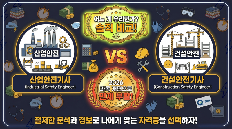 산업안전기사 vs 건설안전기사 — 2026 과목 개편 후 어느 게 유리한가? 솔직 비교