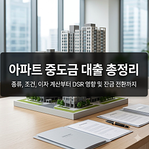 아파트 중도금 대출 종류 자격 조건과 이자 계산 방법 내는 시점 및 DSR 영향, 만기 상환 절차,....