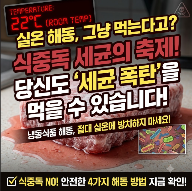 냉동식품 실온 해동 위험성: 식중독 세균 증식과 올바른 해동 방법