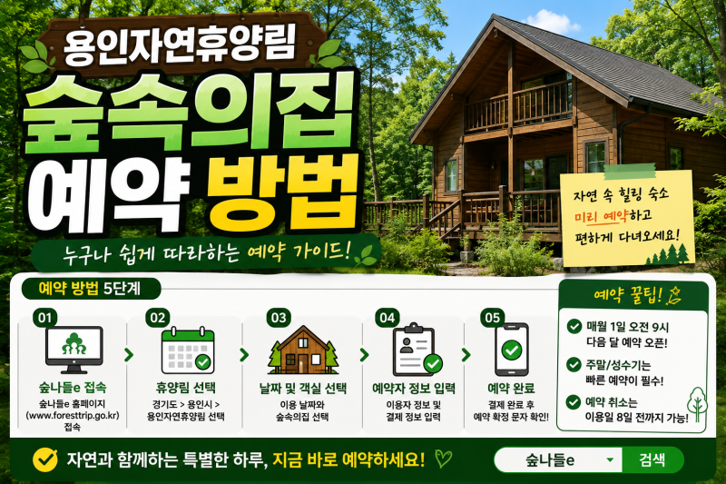 용인자연휴양림 숲속의집 예약 방법·느티골·가마골·밤티골 뭐가 다를까?
