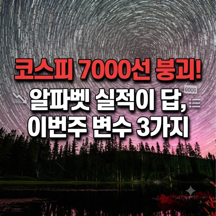코스피 7000선 붕괴! 알파벳 실적이 답,이번주 변수 3가지
