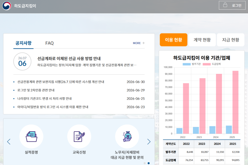 하도급지킴이 통장 대상 선금 계좌 홈페이지 회원가입 방법