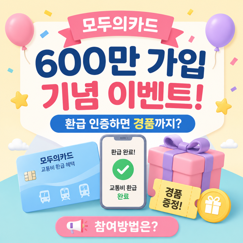 "모두의카드 600만 가입 기념 이벤트!" 환급 인증하면 경품까지? 참여방법은?