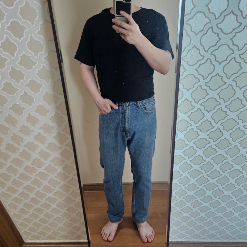 리바이스 505 코디 스타일 2탄 블랙 반팔 하나만 코디 했을 뿐인데 남자 청바지 코디는 결국 ....