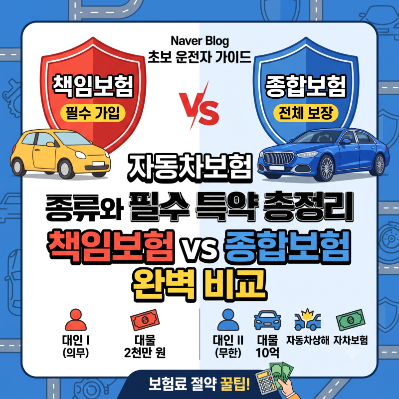 자동차보험 종류와 필수 특약 총정리: 책임보험 vs 종합보험 완벽 비교
