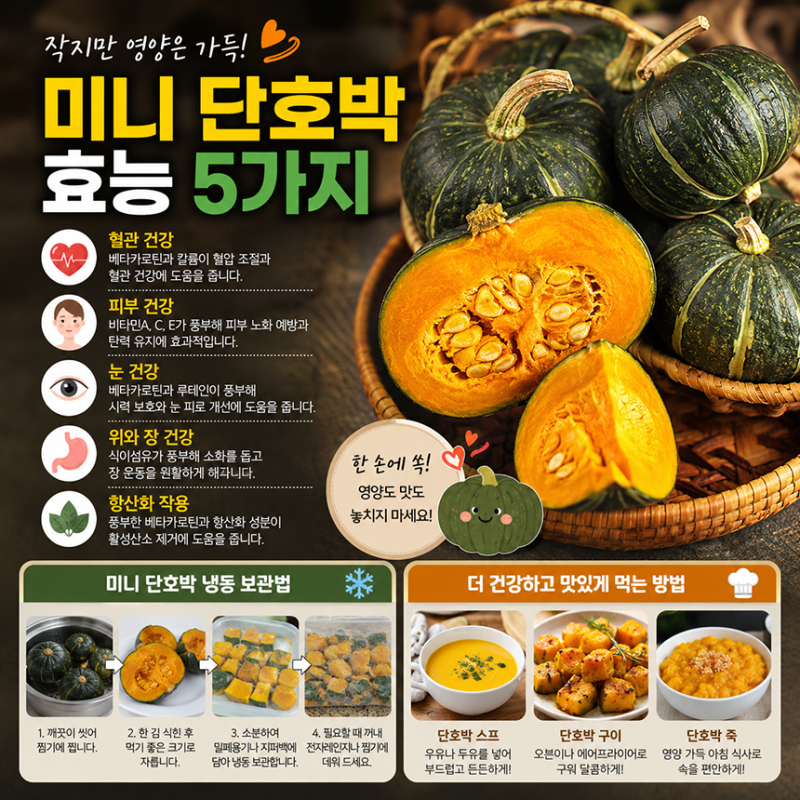 미니 단호박 효능 5가지와 냉동보관법, 더 건강하고 맛있게 먹는 방법