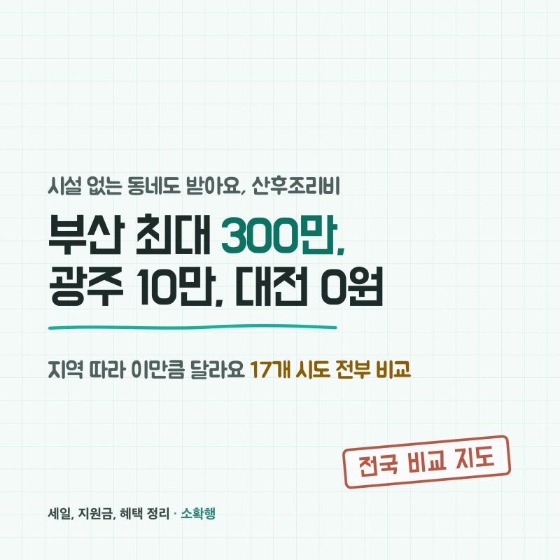 2026 산후조리비 지원, 우리 지역은 얼마 줄까?