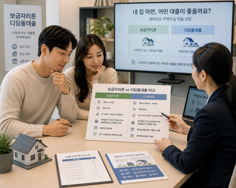 "생애 최초 내 집 마련, 보금자리론 vs 디딤돌대출! 어떤 상품이 나에게 맞을까요?"