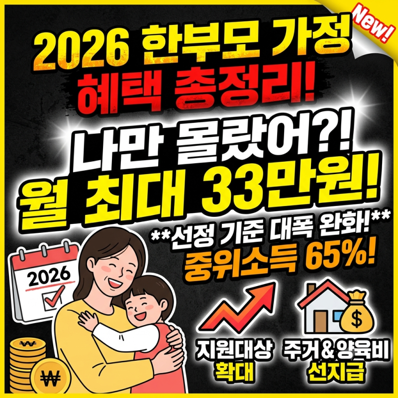 2026년 한부모 가정 혜택 조건 지원금 얼마일까 한눈에 정리