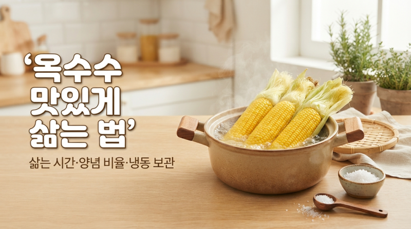 옥수수 삶는 시간과 뉴슈가 소금 비율, 냉동 보관·해동 방법
