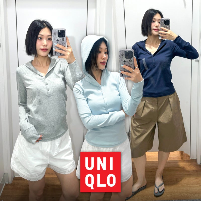 이게 유니클로라고? 핀터레스트 감성 후디립T 후드립티셔츠 컬러별로 입어본 사이즈 추천 후....