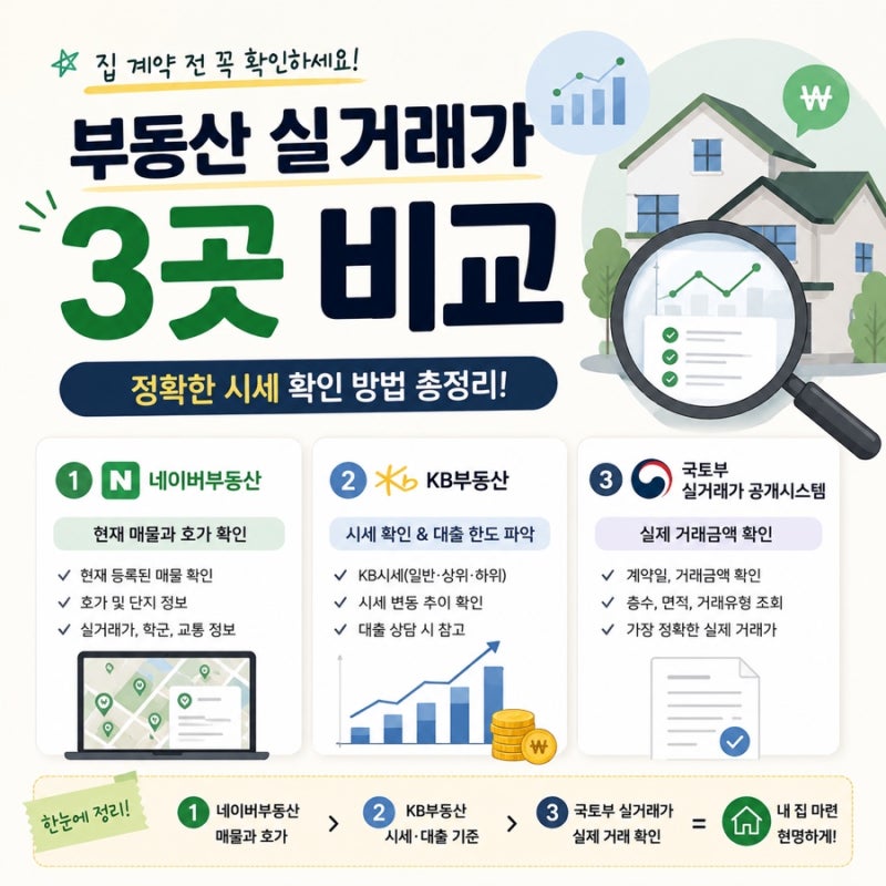 부동산 실거래가 조회 사이트｜네이버 부동산, KB 부동산, 국토부 실거래가공개시스템