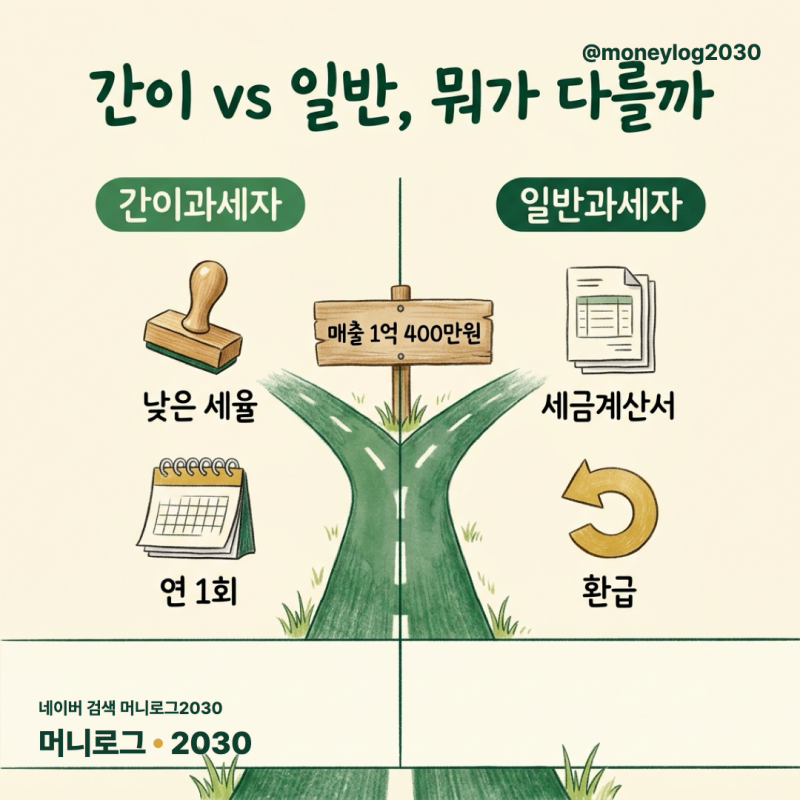 간이과세자 일반과세자 차이, 매출 밑이면 간이가 유리할까