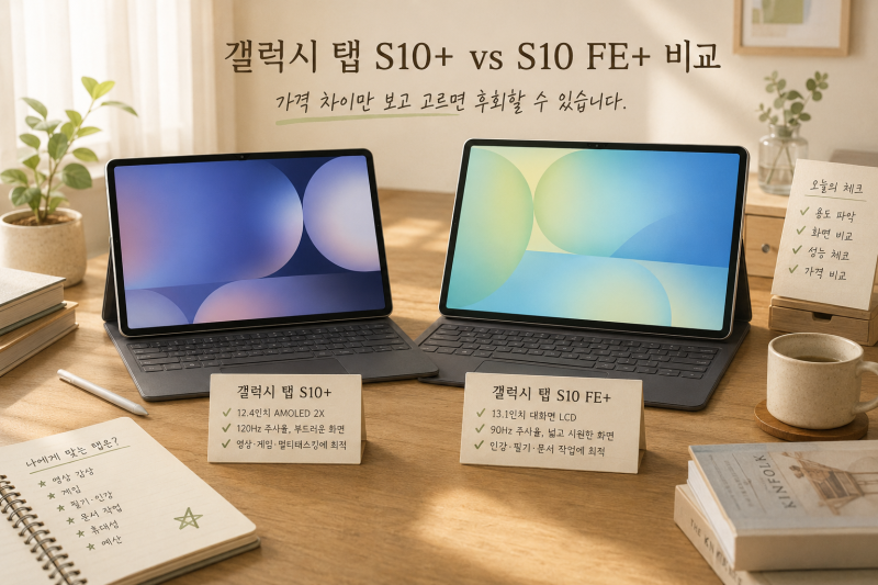 갤럭시 탭 S10+ vs S10 FE+ 비교, 가격 차이만 보고 고르면 후회할 수 있습니다