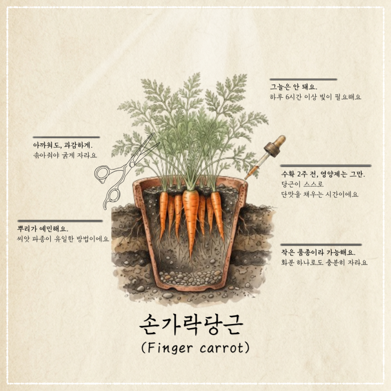 화분 하나로 완성하는 여름 미니당근, 손가락당근 키우기