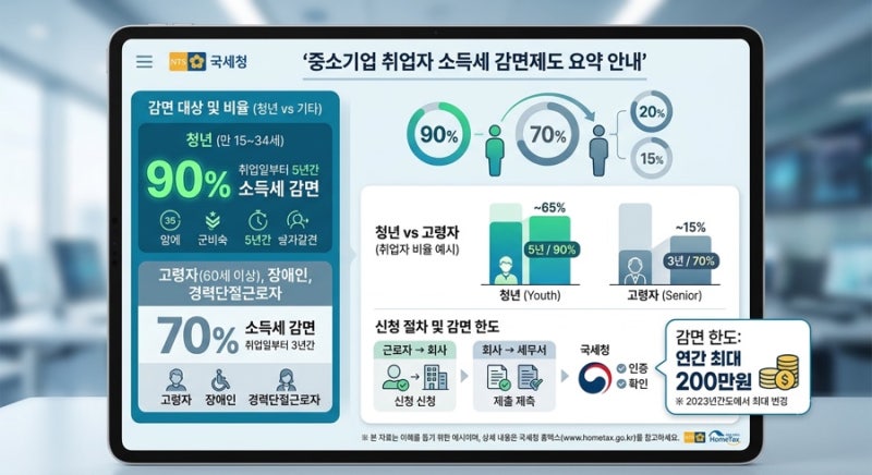 [2026년 최신] 중소기업 취업자 소득세 감면 신청 방법 및 조건, 서류 총정리