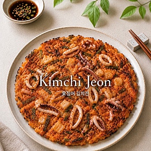 [레시피] 오징어 김치전 레시피 | 겉은 바삭, 속은 촉촉하게 만드는 비법