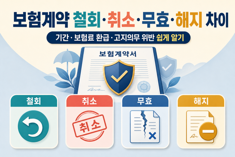 ◆보험계약 철회·취소·무효·해지 차이/기간·보험료 환급·고지의무 위반 쉽게 알기