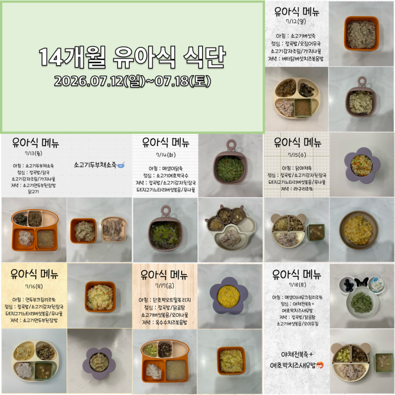 [유아식 기록 (14)-14개월 아기 유아식 메뉴] 14개월 셋째주 식단표 및 레시피