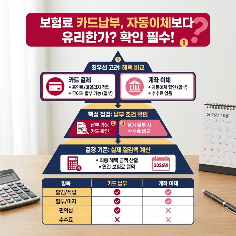 보험료 카드납부 자동이체보다 유리한지 확인해야 할 항목, 직접 따져보고 결정하려는데…