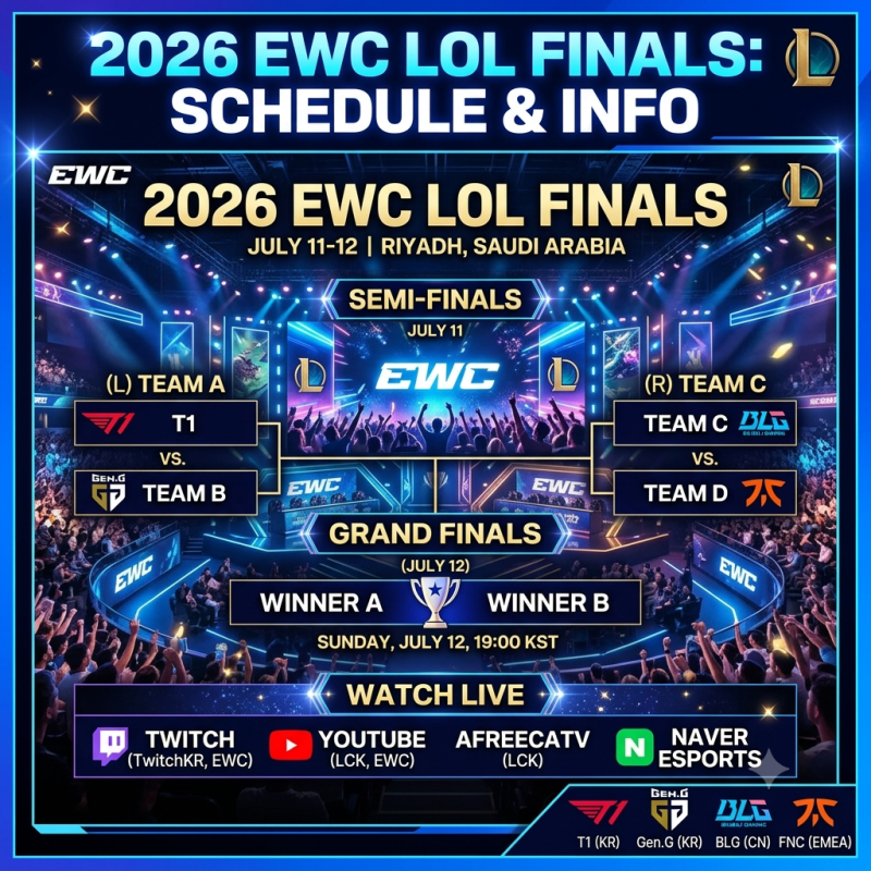 2026 EWC 롤 결승 일정 대진표 진출팀·중계 채널 확인