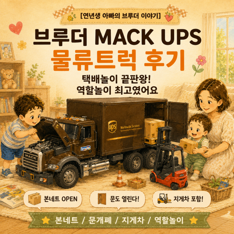 브루더 UPS 물류트럭(BRO2828) 실사용 후기｜35개월 아이가 배송놀이에 푹 빠진 이유