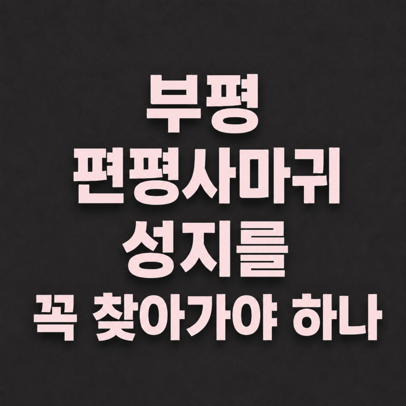 부평 편평사마귀 성지를 꼭 찾아가야 하나