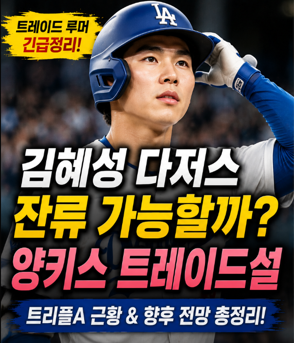김혜성 다저스 잔류 가능할까 | 양키스 트레이드 루머부터 트리플A 근황까지 총정리