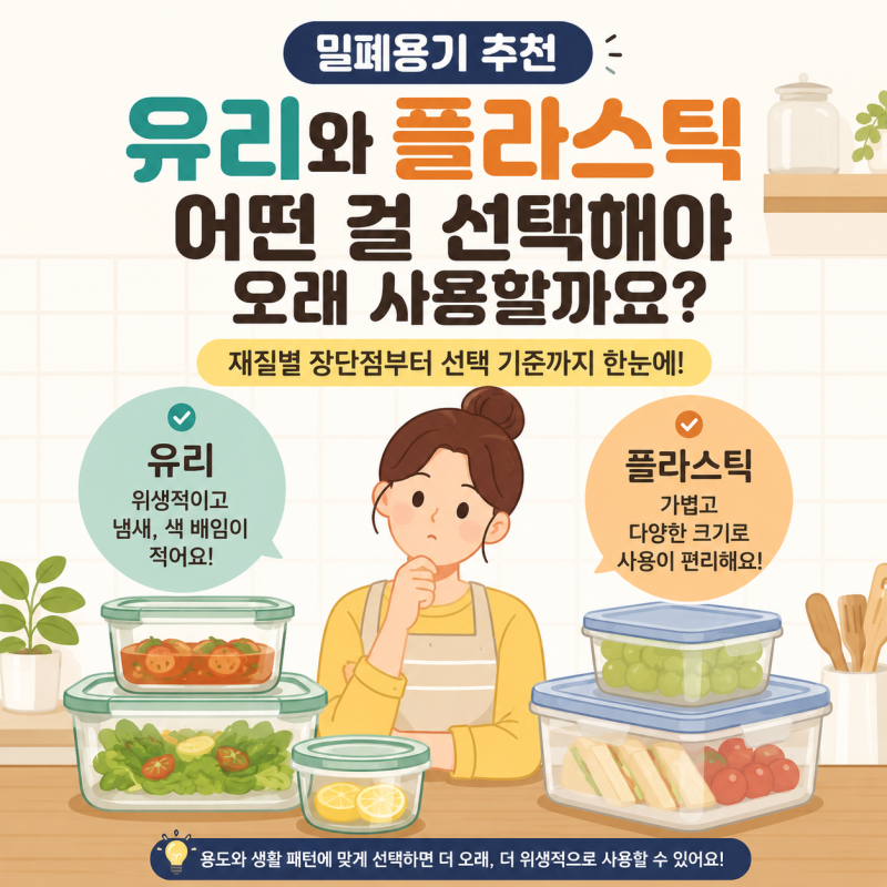 밀폐용기 추천, 유리와 플라스틱 어떤 걸 선택해야 오래 사용할까요?