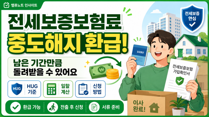 전세 중도해지 전세보증보험료 환급 조건! HUG 보증수수료 돌려받는 방법 총정리