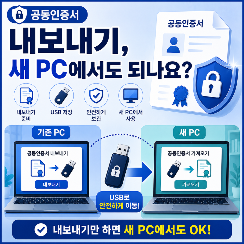 공동인증서 내보내기, 새 PC에서도 되나요?