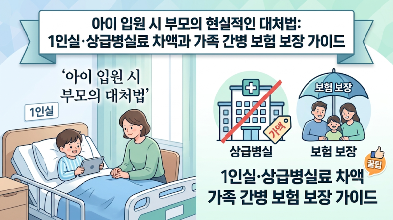 아이 입원 시 부모의 현실적인 대처법: 1인실·상급병실료 차액과 가족 간병 보험 보장 가이....