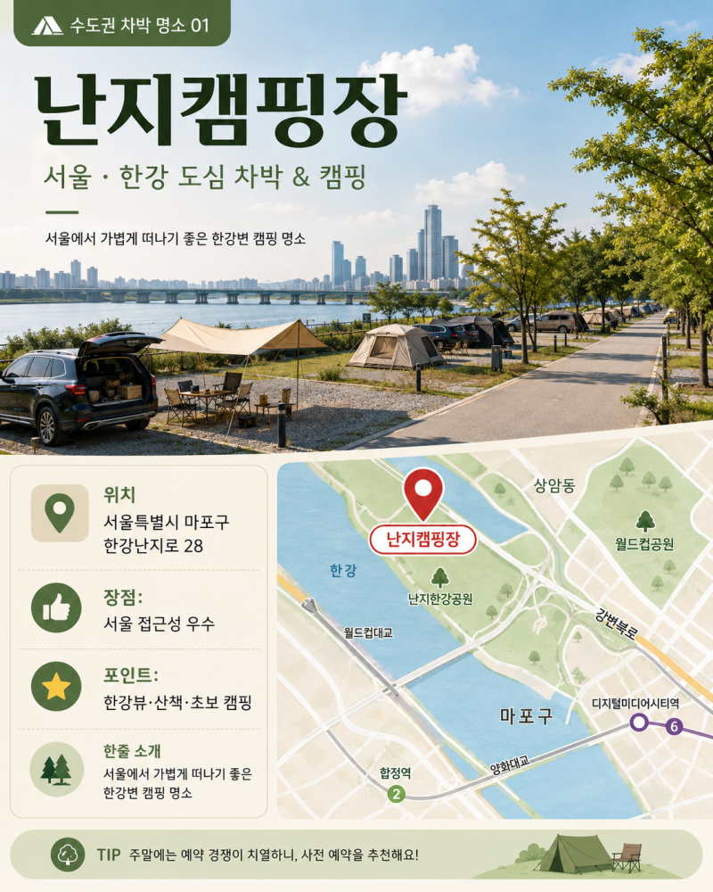 수도권 차박 명소 10곳 추천｜서울 근교 바다·강·숲 차박지 장단점과 정확한 위치 총정리